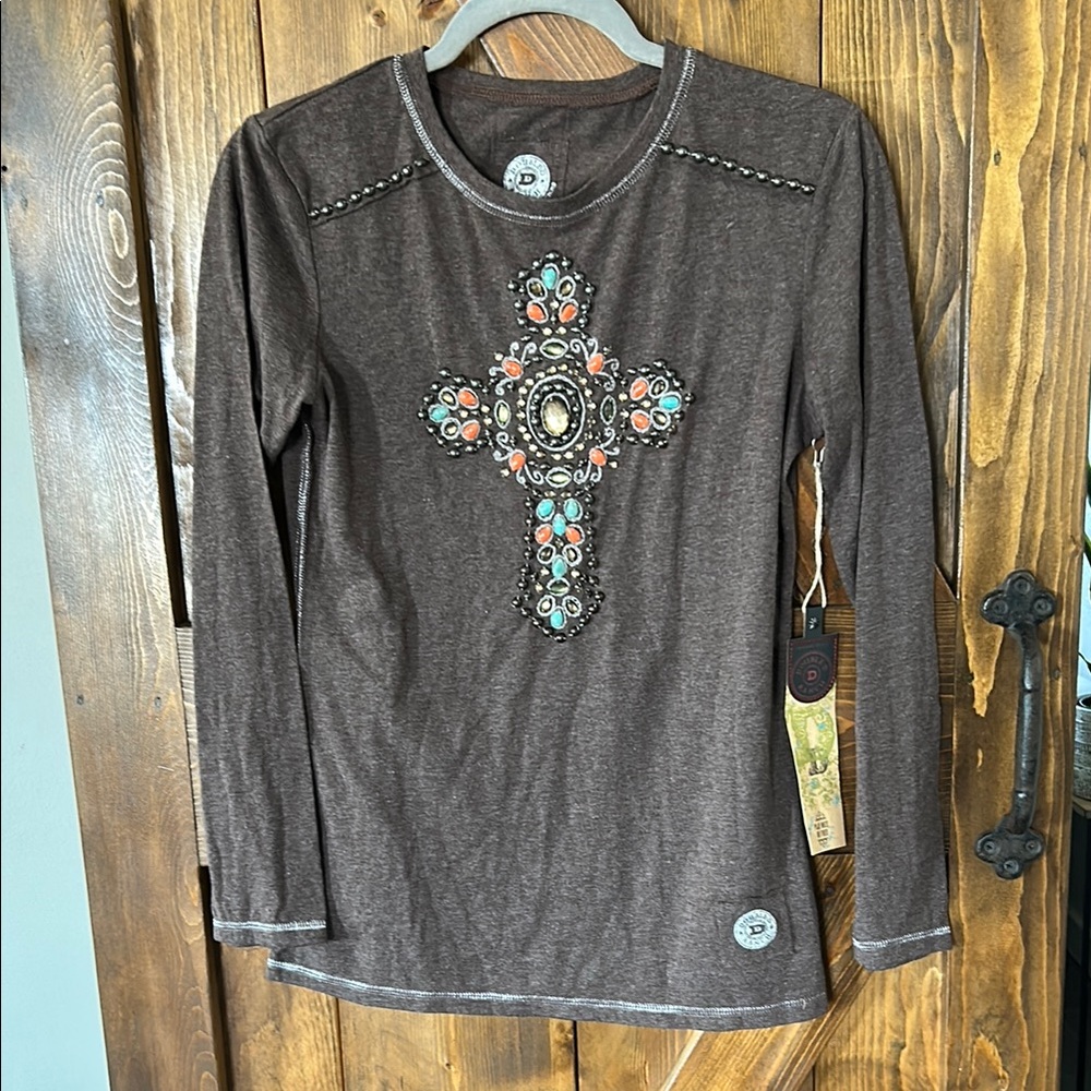 Double D Top with Embellished Cross